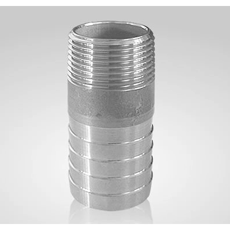 stainless steel hose nipple threaded out of pipe