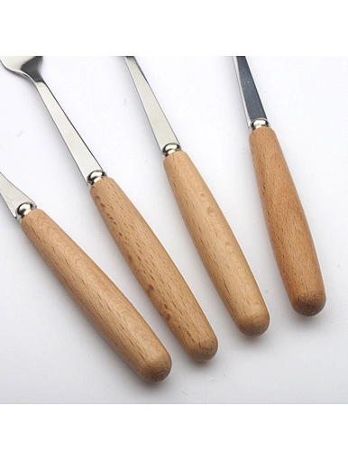 food grade wood handle cutlery set