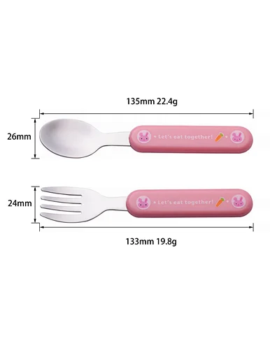 pink mini spoon and fork