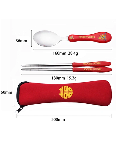 cute chopsticks and spoon set with bag