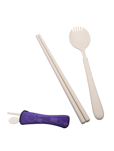 reusable plastic cutlery set spoon and chopsticks