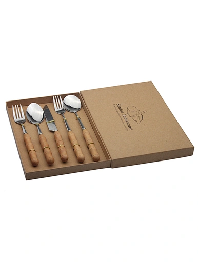 wooden handle silverware set with box