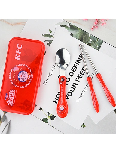 cartoon silverware spoon and chopsticks