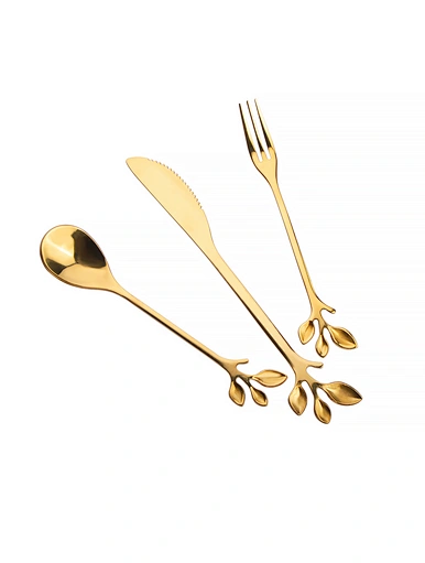 3 piece gold flatware set