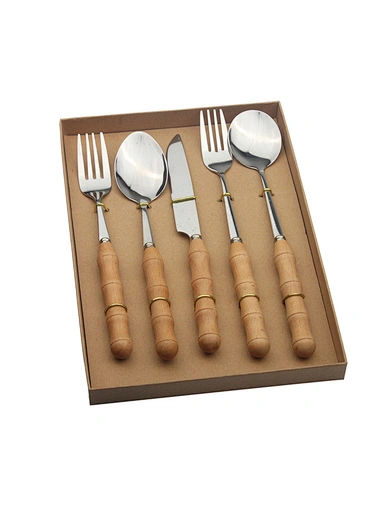 wooden handle silverware set with box