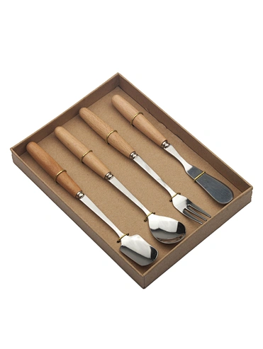 wood handle cutlery set stainless steel silverware