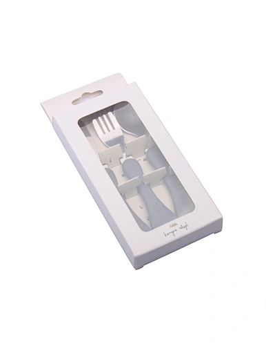 childrens grey cutlery set with box