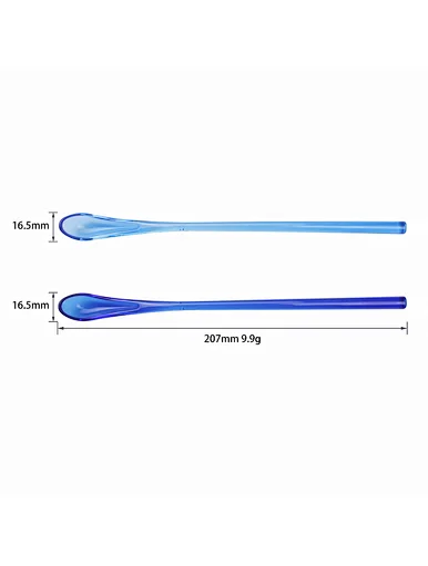 blue long plastic spoon