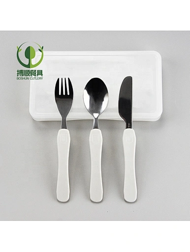 travel cutlery set with case, plastic handle silverware set