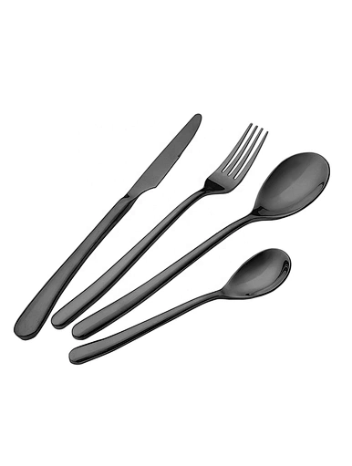 gold plated cutlery, black cutlery