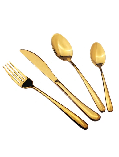 gold black stainless steel flatware