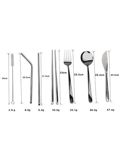 7 piece reusable silverware