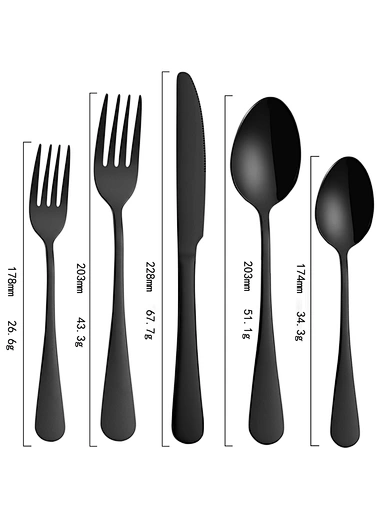 matte black cutlery set, stainless steel cutlery for restaurant, hotel, home