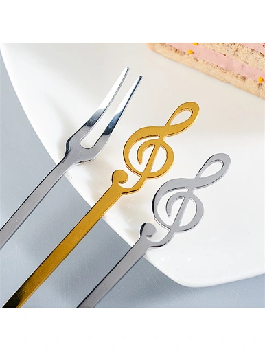 gold dessert forks music note handle dinner fork
