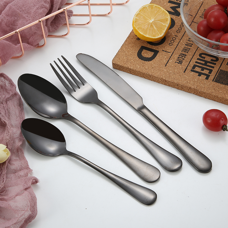 High quality matte black cutlery set