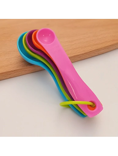 plastic measuring spoon set for kitchen, measuring flour powder, milk, spice, coffee bean, etc