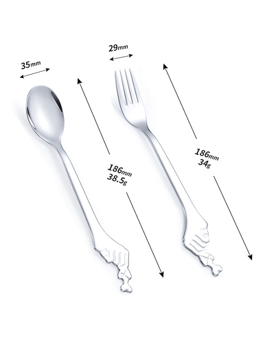 heart shape dessert spoon and fork set