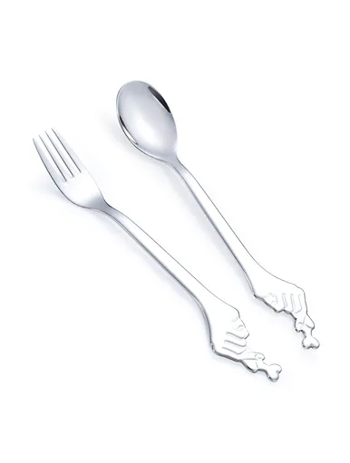 silver dessert spoon and fork set