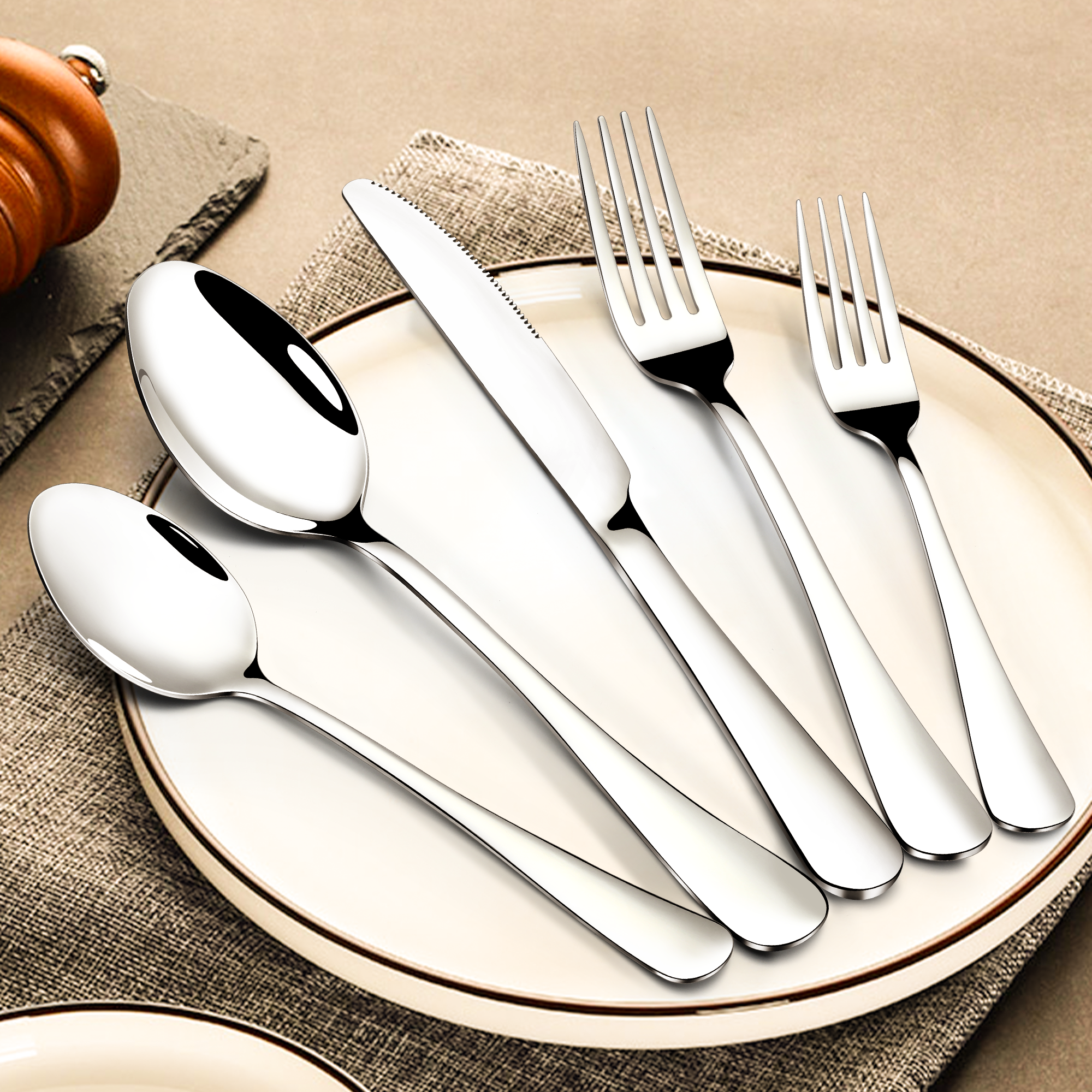 restaurant silverware set for dinner