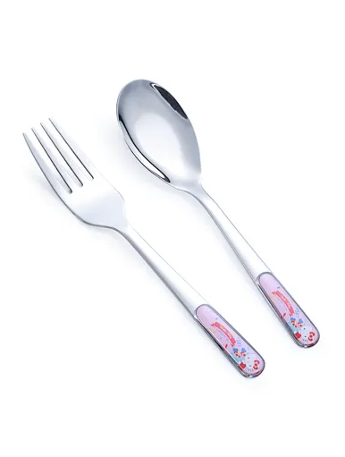 metal spoon and fork, childrens silver cutlery set