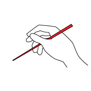 how to hold chopsticks, using chopsticks first step