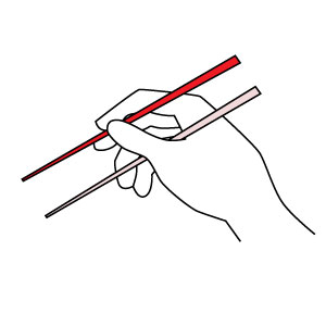 how to hold chopsticks, using chopsticks second step