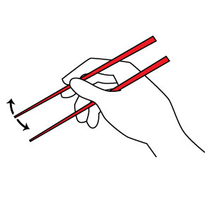 how to hold chopsticks, using chopsticks third step