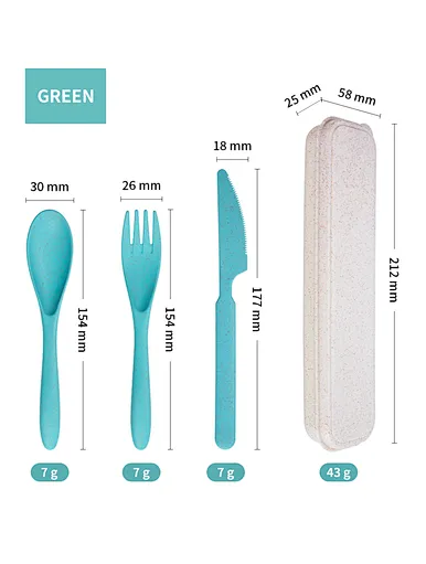 blue wheat straw cutlery set