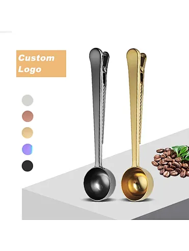 stainless steel coffee measuring spoon with clip