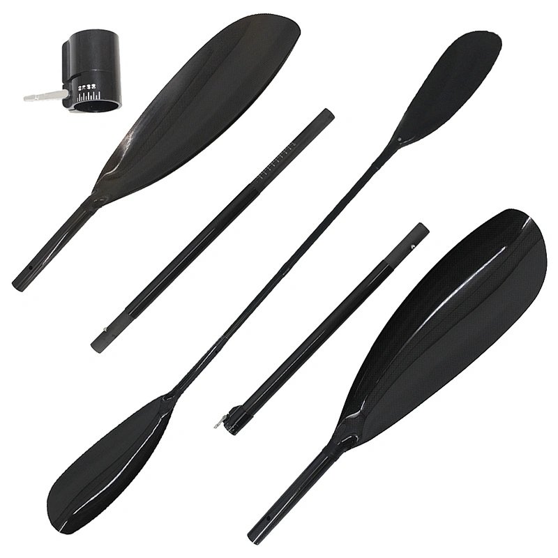 KJG 4 Pieces Adjustable Round Shaft Full Carbon Fiber Kayak Paddle with Aluminium Adjuster Kayak Paddle for Sale