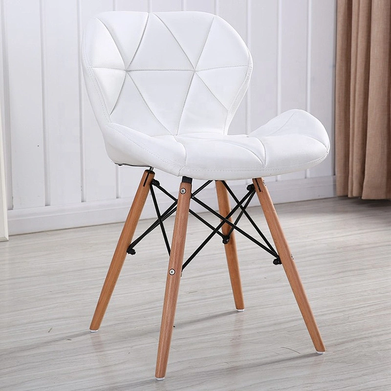 Modern comfortable solid beech wood leg fabric dining chair