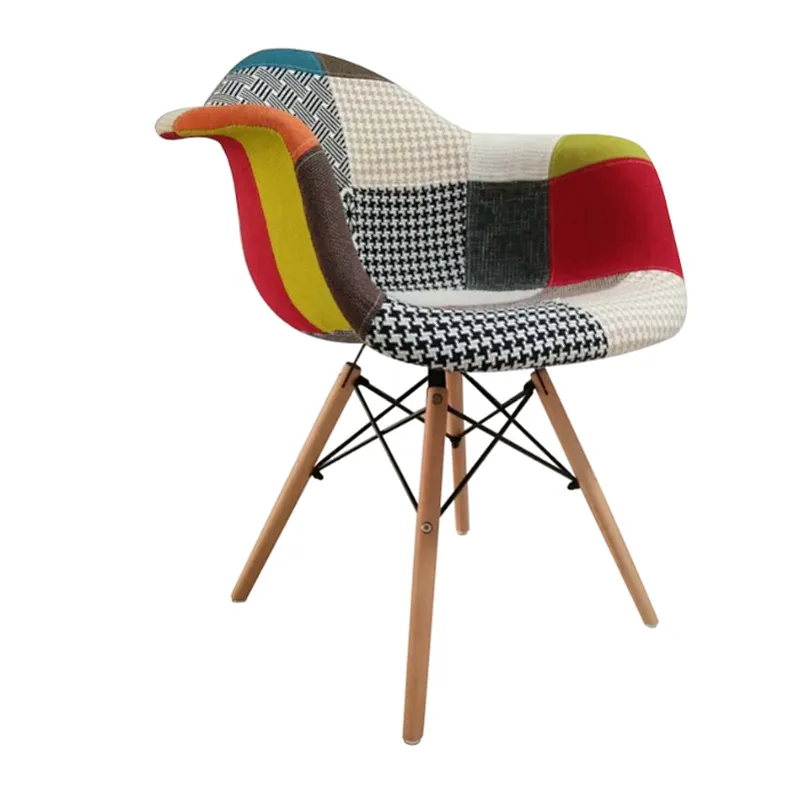 farbenfroher populärer Design-Stuhl mit Kunststoff &Stoff und Buchenholzbeinen