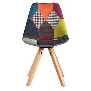 colorful popular design chair with plastic &fabric and beech wood legs