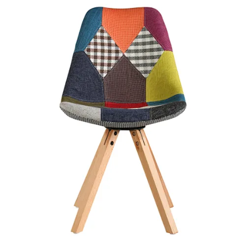 colorful popular design chair with plastic &fabric and beech wood legs