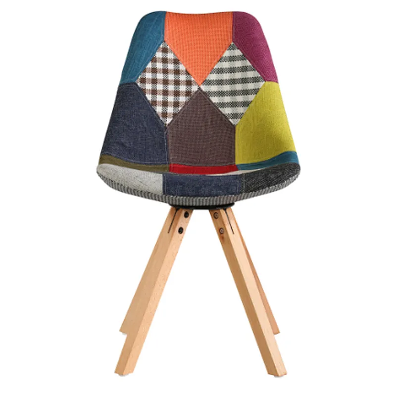 colorful popular design chair with plastic &fabric and beech wood legs