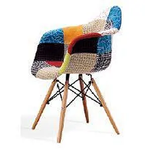 farbenfroher populärer Design-Stuhl mit Kunststoff &Stoff und Buchenholzbeinen