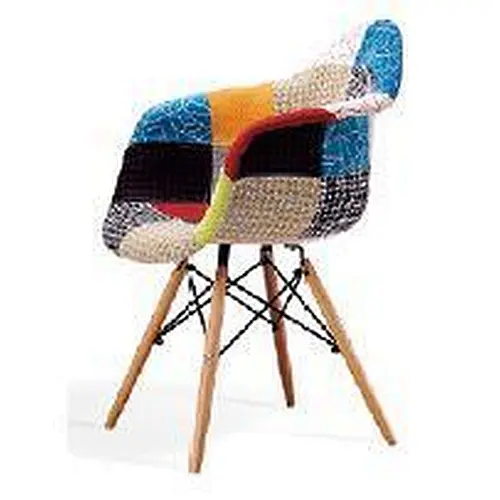 colorful popular design chair with plastic &fabric and beech wood legs