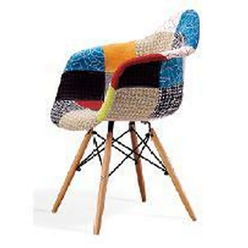farbenfroher populärer Design-Stuhl mit Kunststoff &Stoff und Buchenholzbeinen