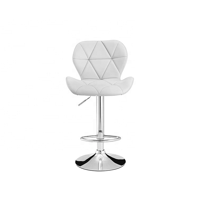 Modern luxury white pu leather barstool with metal base
