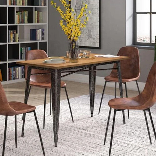 Modern Furniture China luxury New brown metal leg dining table set table and chairs dining table set