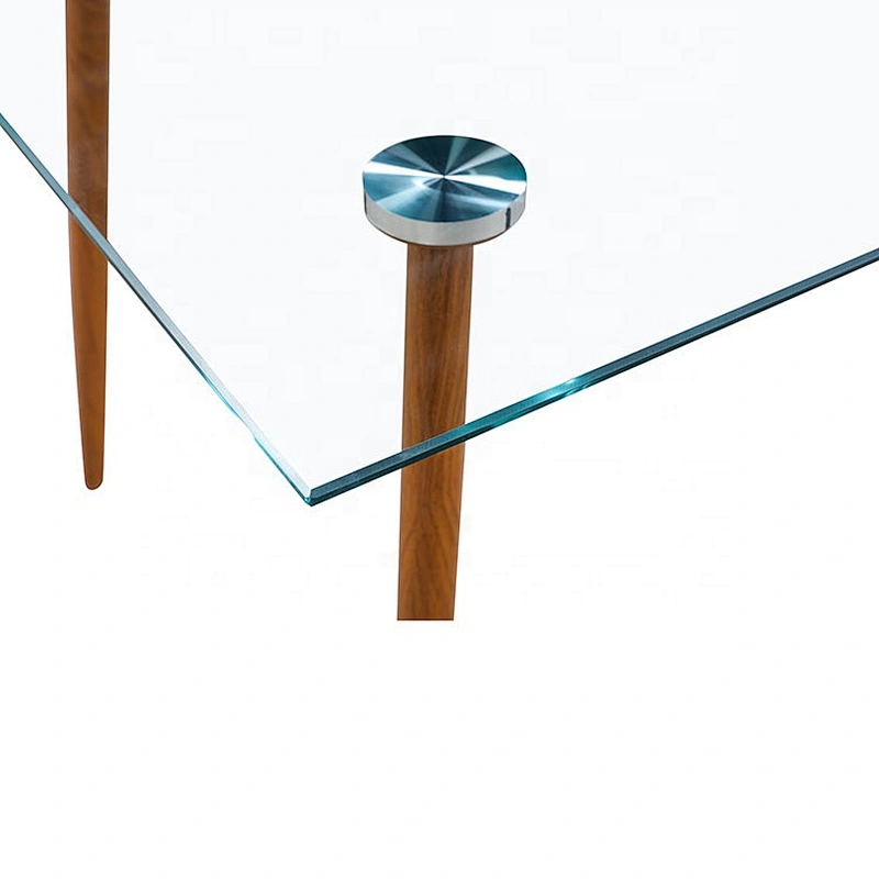 Modern metal leg tempered glass table top with paper