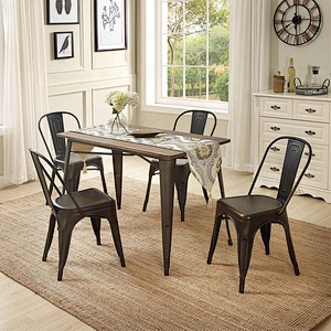 Modern Furniture China luxury New brown metal leg dining table set table and chairs dining table set