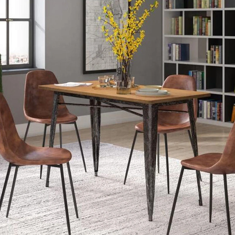 Modern Furniture China luxury New brown metal leg dining table set table and chairs dining table set