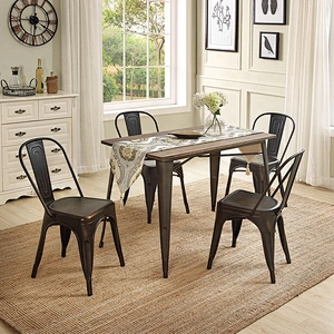 Modern Furniture China luxury New brown metal leg dining table set table and chairs dining table set