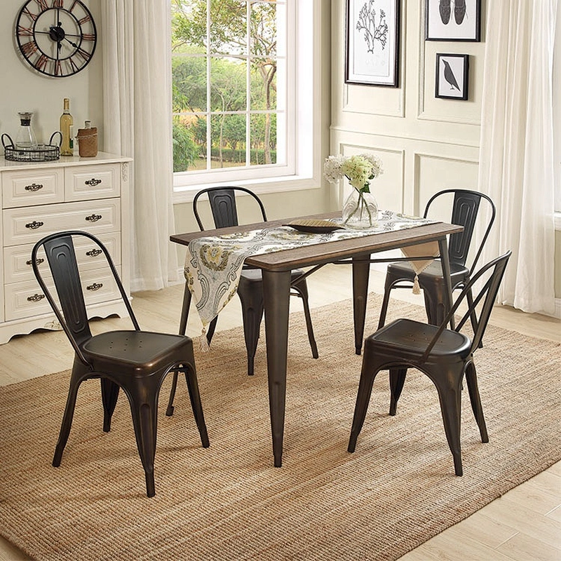Modern Furniture China luxury New brown metal leg dining table set table and chairs dining table set
