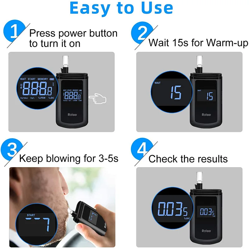 Dropshipping Portable Mini LCD Alcohol Tester Meter Breathalyzer Alcoholometer Breath Alcohol Tester