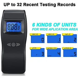 Wholesale Manufacturer OEM ODM High Accurate Rechargeable Breath Alcohol Tester Breathalyzer with 10 Mouthpieces