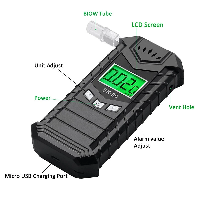 Fabricante al por mayor OEM ODM Portátil MIni Alcoholímetro Probador Alcoholímetro Probador de alcohol LCD Digital Breath Alcohol Tester