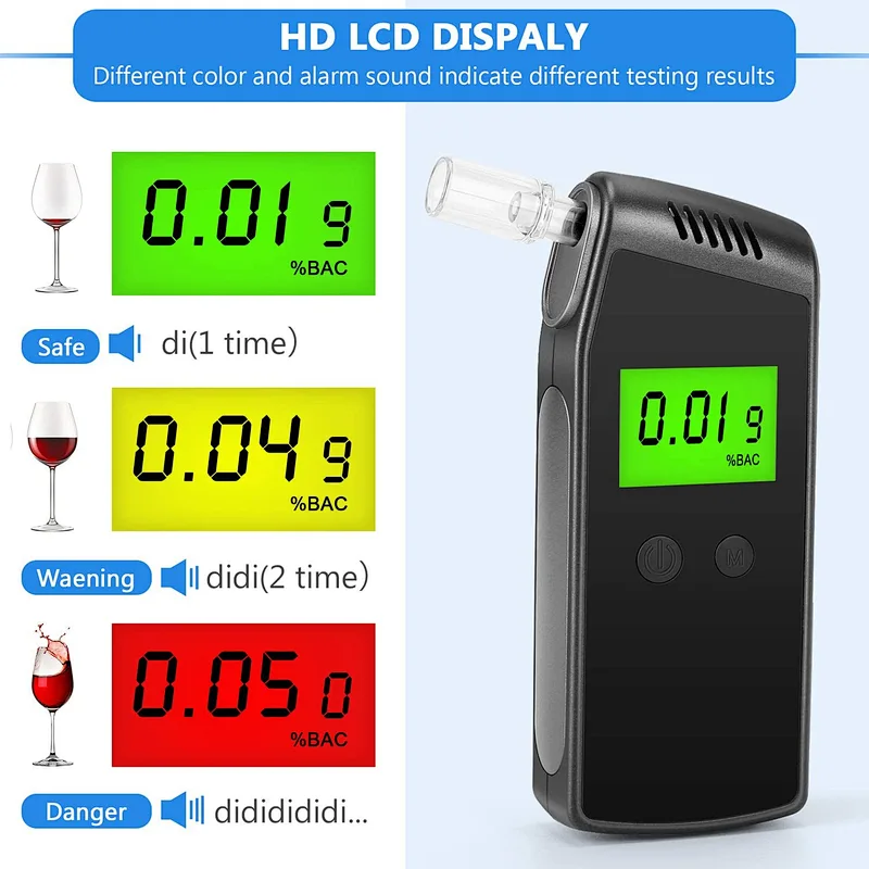 Home Testing Alcol Tester Breathalyzer Personal Fast Testing Alcohol Breath Meter