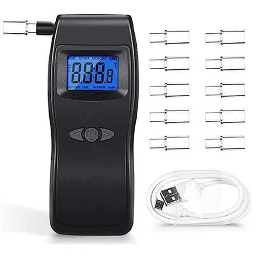 Wholesale Manufacturer OEM ODM High Accurate Rechargeable Breath Alcohol Tester Breathalyzer with 10 Mouthpieces
